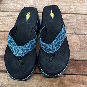 Volatile size 7 wedge flip flop